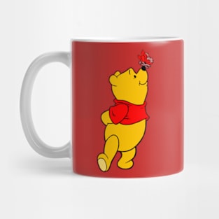 Yellow Bear with Awareness Ribbon Butterfly (Red) Mug